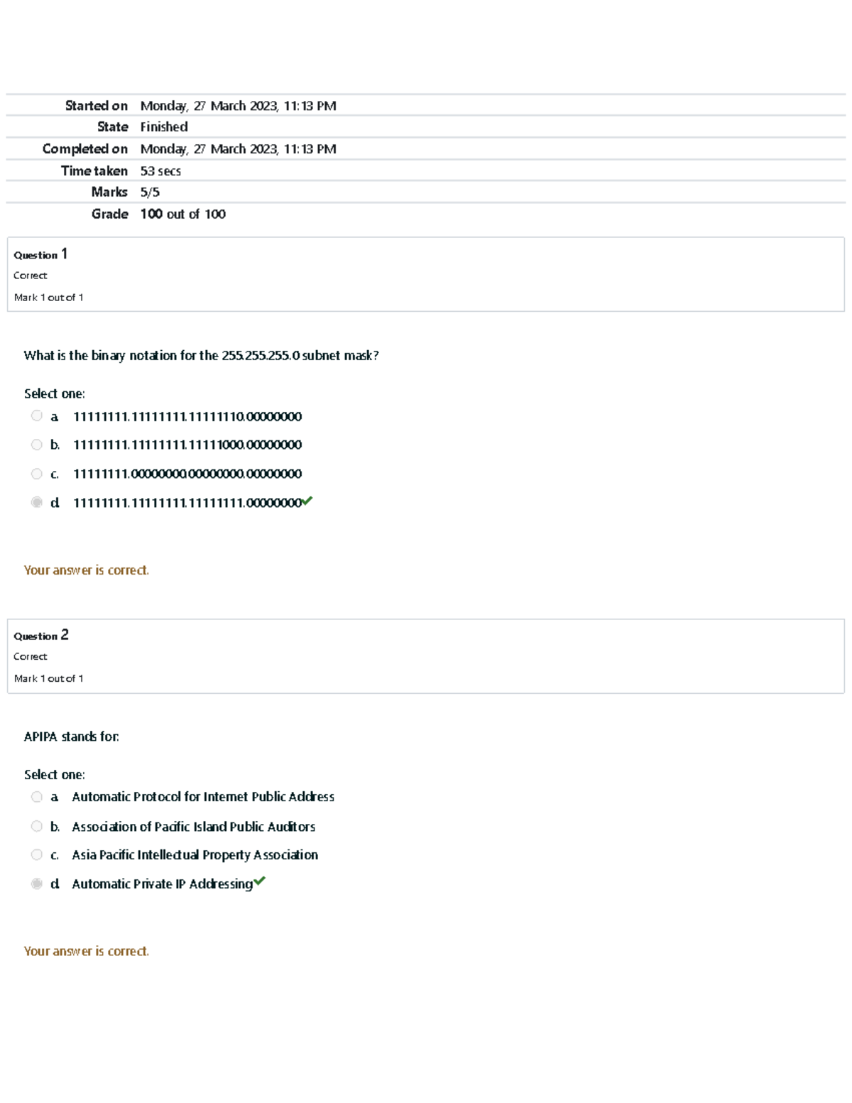 Final Lab Quiz 1 Attempt reviewposa - Started on Monday, 27 March 2023 ...