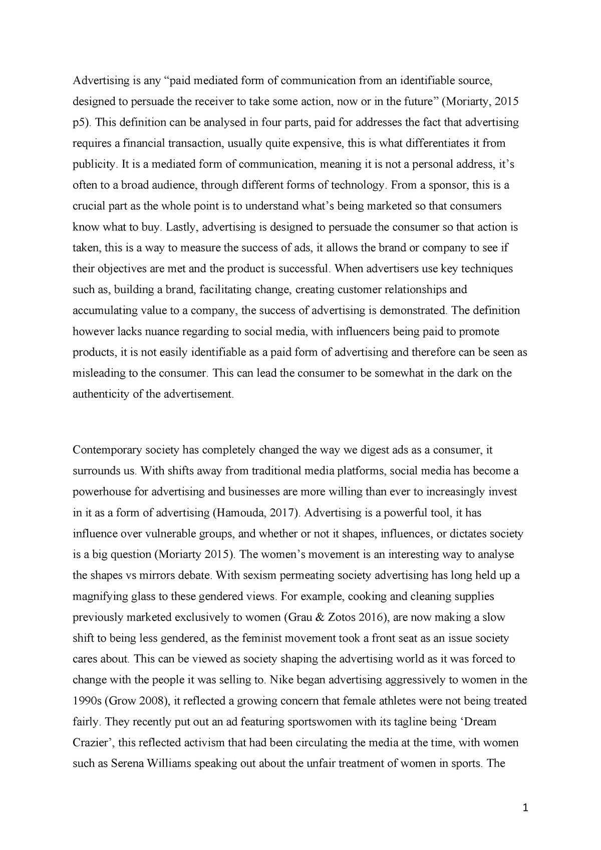 essay on media advertising in english