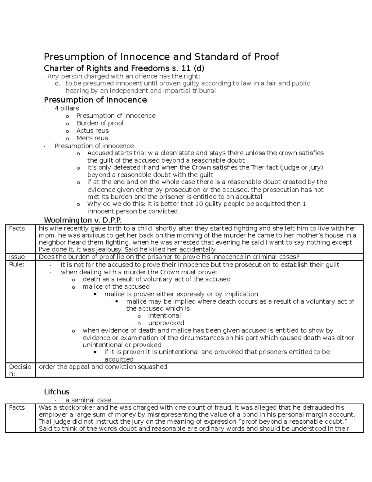 Presumption of Innocence and Standard of Proof - 11 (d) . Any person ...