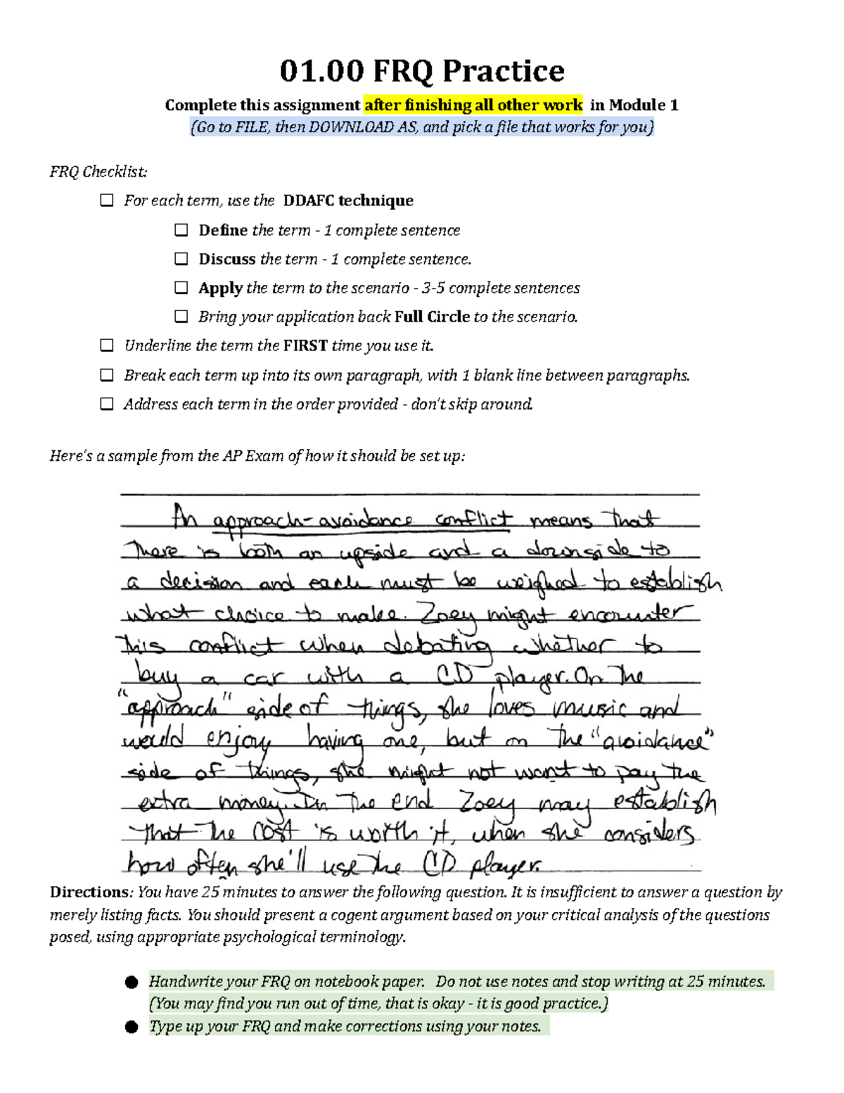 01.00 FRQ Practice - yes - 01 FRQ Practice Complete this assignment ...
