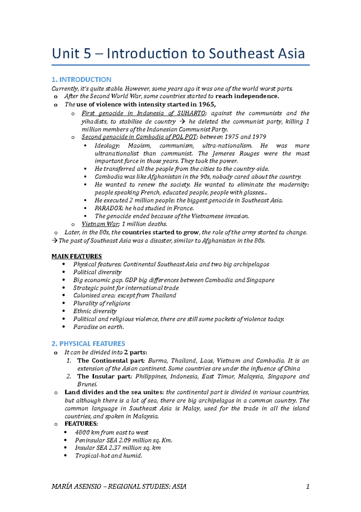 Unit 5 - Javier Gil - Unit 5 – Introduction to Southeast Asia 1 ...