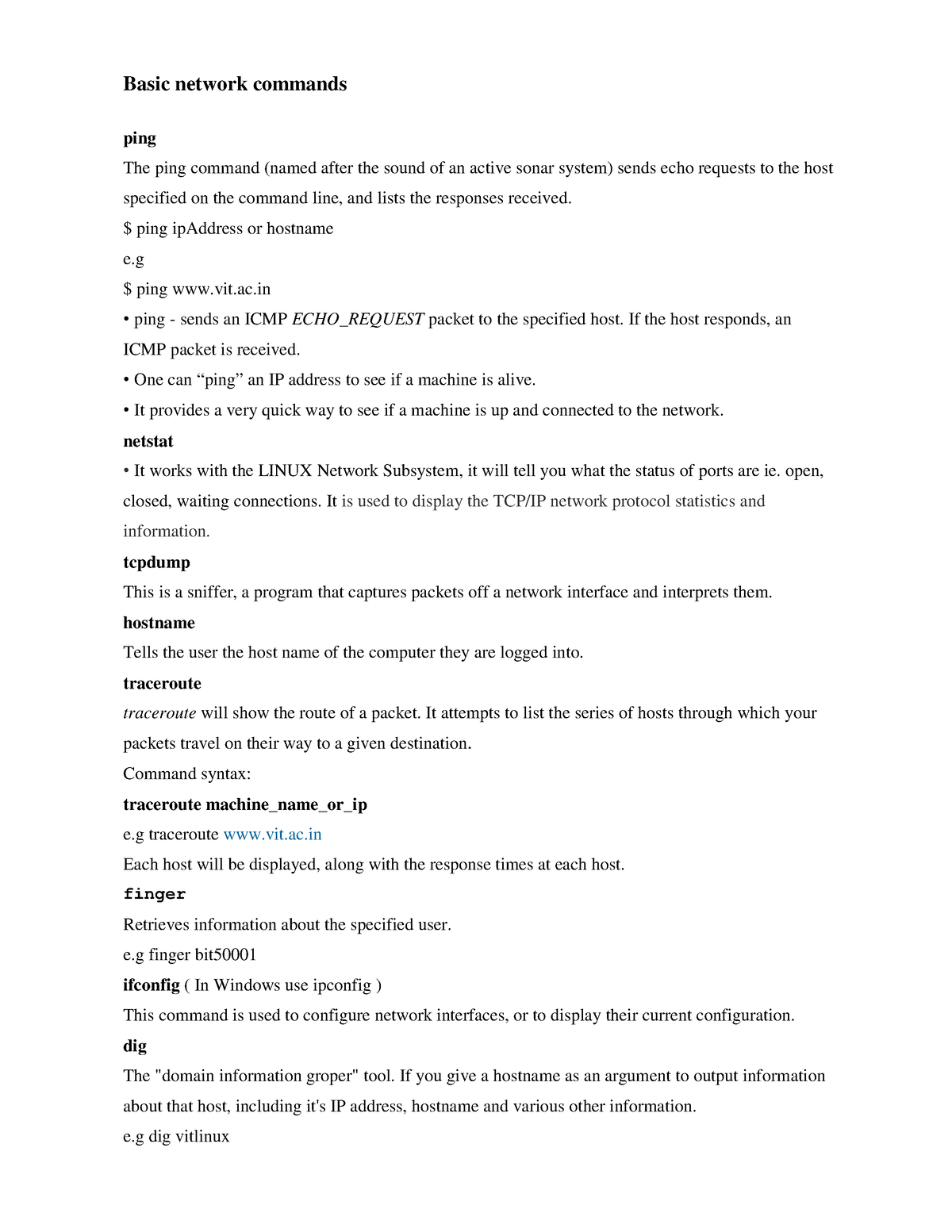 Networks Switching - Basic Network Commands Ping The Ping Command ...