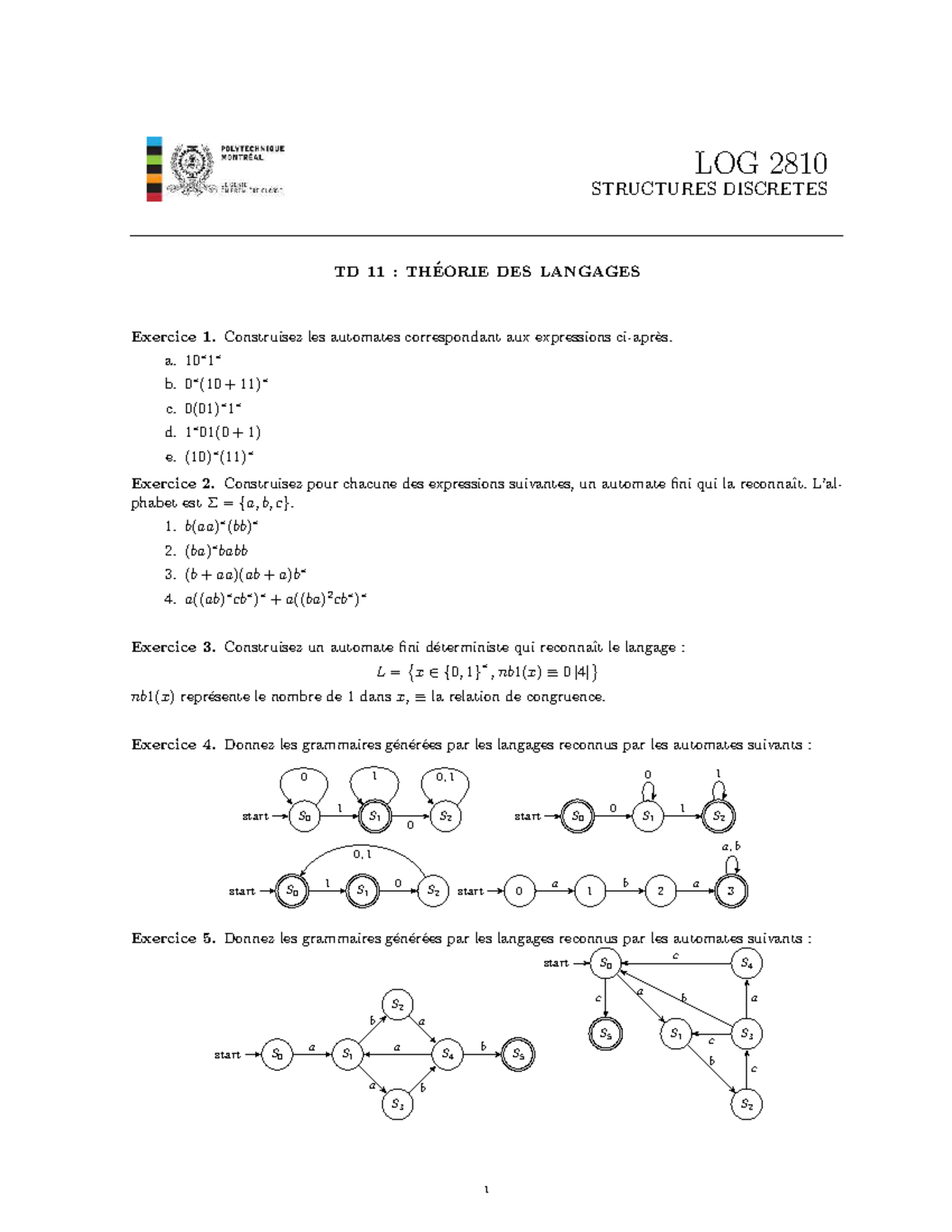 TD11-LOG2810-corr - LOG 2810 STRUCTURES DISCRETES TD 11 : TH ́EORIE DES ...