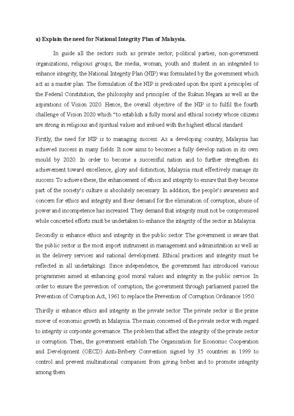 Tutorial Chapter 4 - Hehehheheheheh - a) Explain the need for National ...