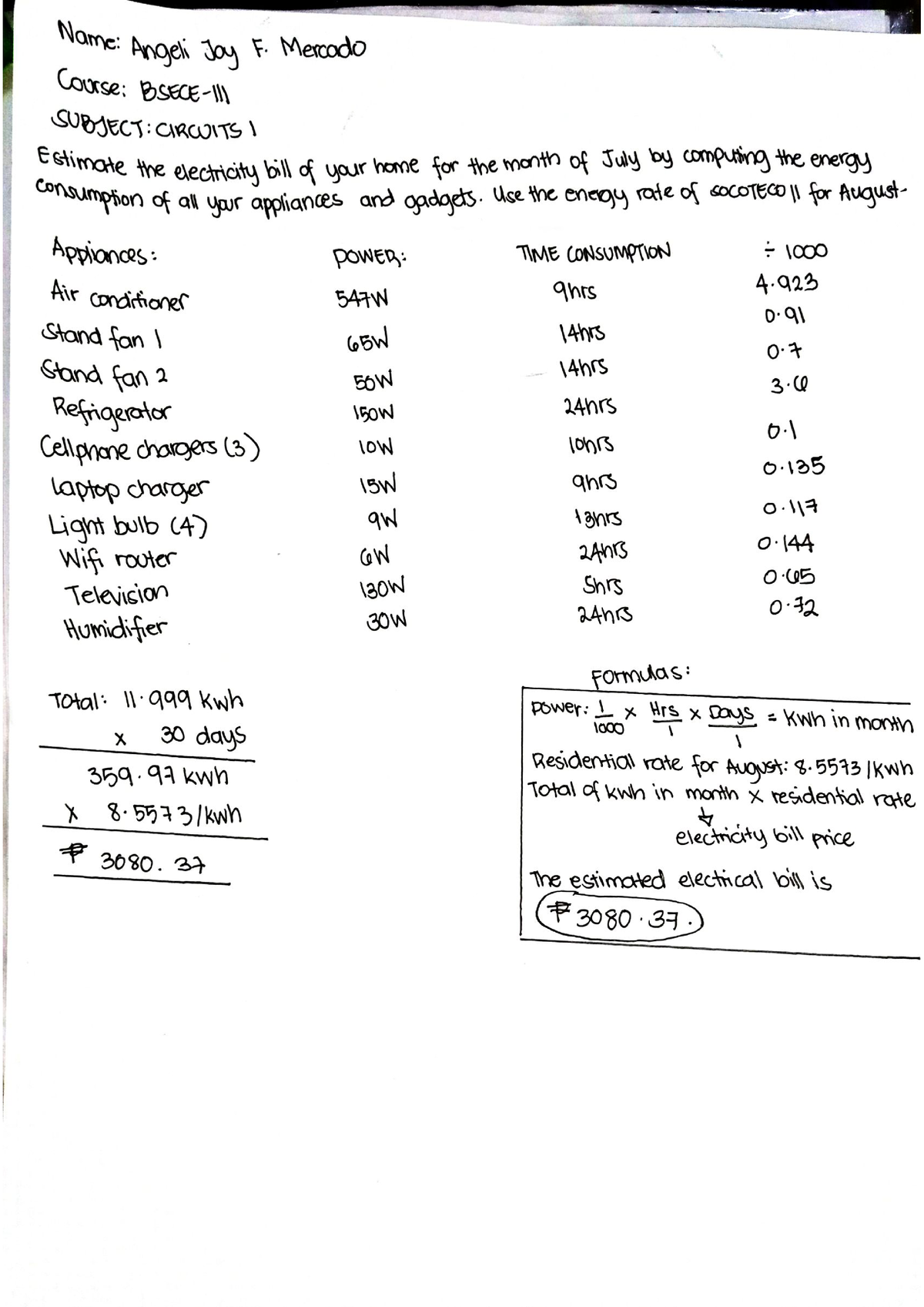 Electricity Bill (How To Calculate Using Methods In Electrical CIrcuit ...