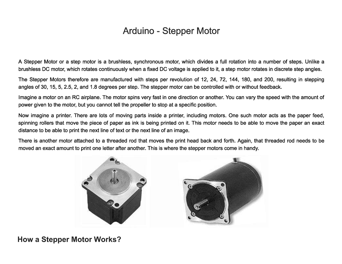 B Stepper Motor Control - Engineering Design 3 - Studocu