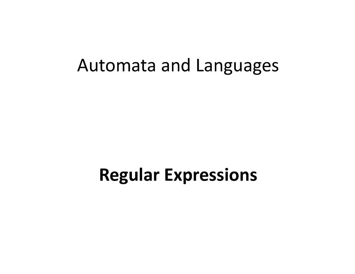 Lecture 3 - Theories In Automata - Automata And Languages Regular ...