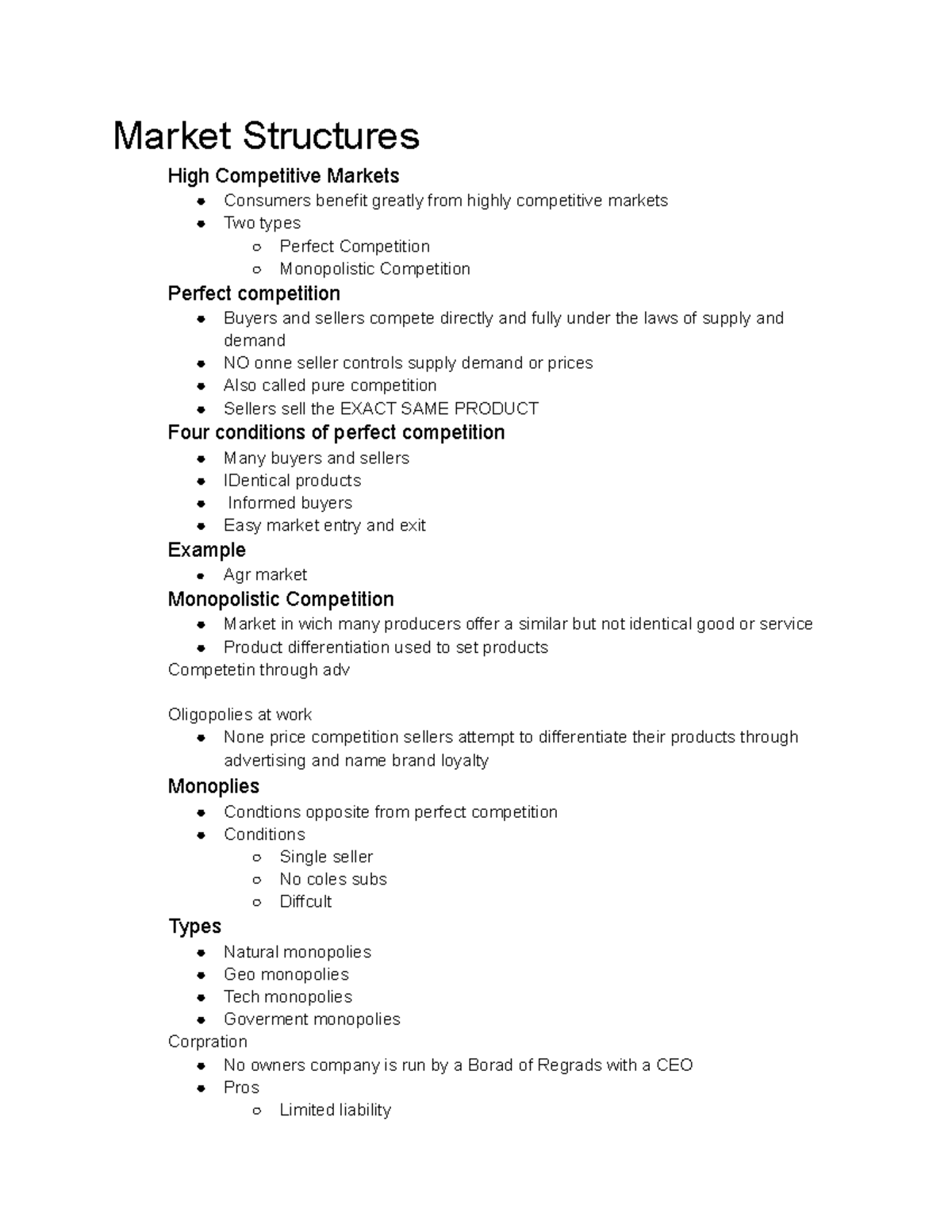 Market Structures - Market Structures High Competitive Markets ...
