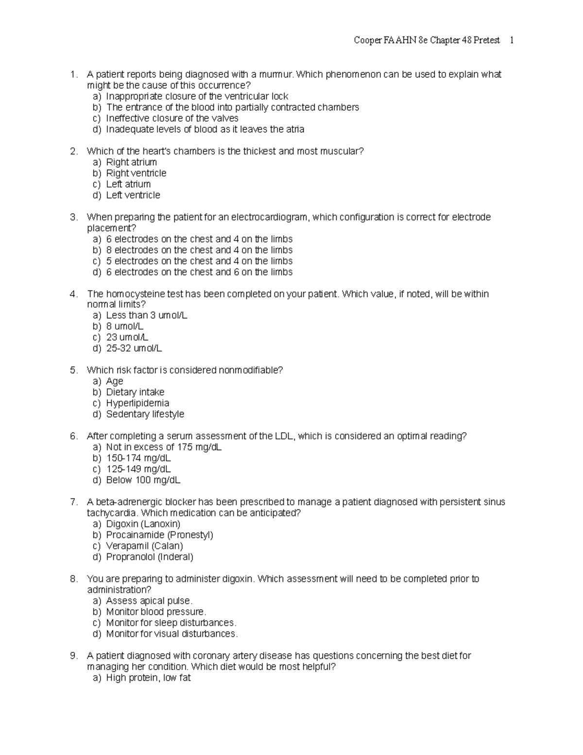 Chapter 048 - Cooper FAAHN 8e Chapter 48 Pretest 1 A Patient Reports ...