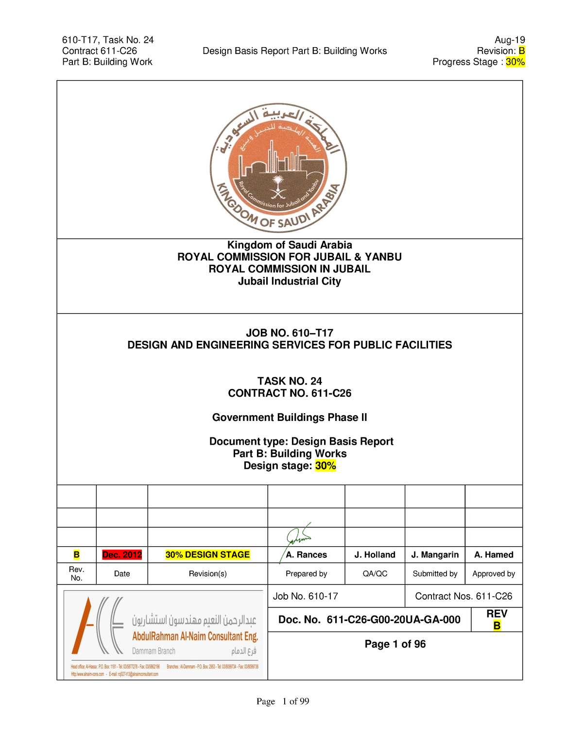 Pdfcoffee - Contract 611-C26 Design Basis Report Part B: Building Works ...