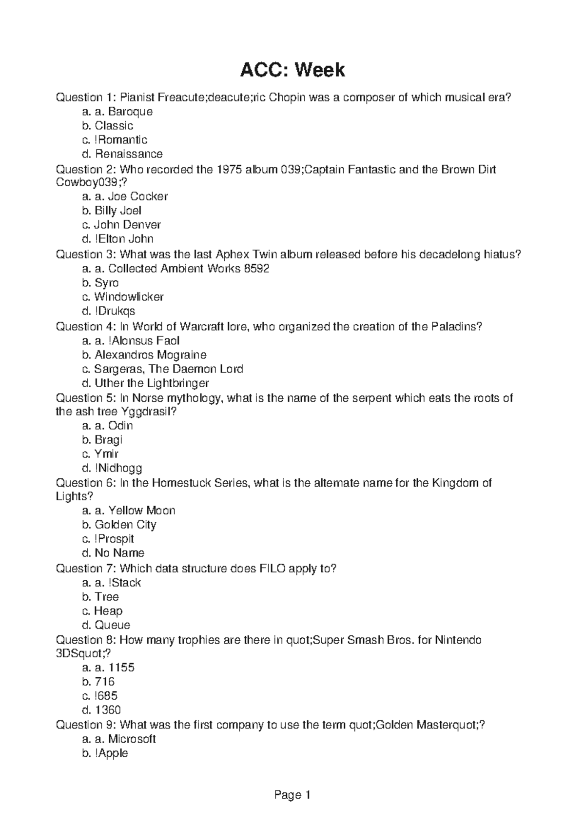 ACC257 Problem 1 - ACC: Week Question 1: Pianist Freacute;deacute;ric ...