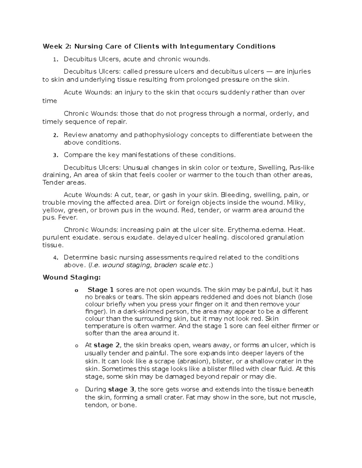 NURS 1027 WEEK 2 Notes - Week 2: Nursing Care of Clients with ...