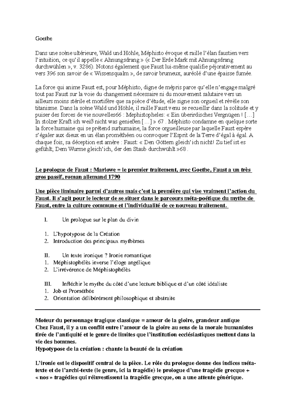 Prologue du Faust de Goethe Goethe Dans une scène ultérieure, Wald