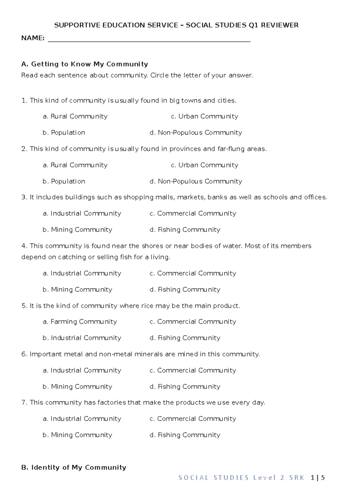 L2 Social Studies Q1 Reviewer SUPPORTIVE EDUCATION SERVICE SOCIAL