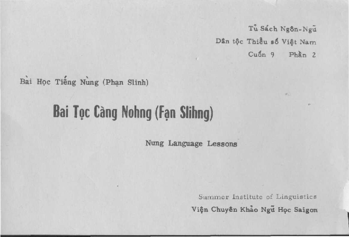 Nung Language Lessons Tài liệu học tiếng Nùng Studocu