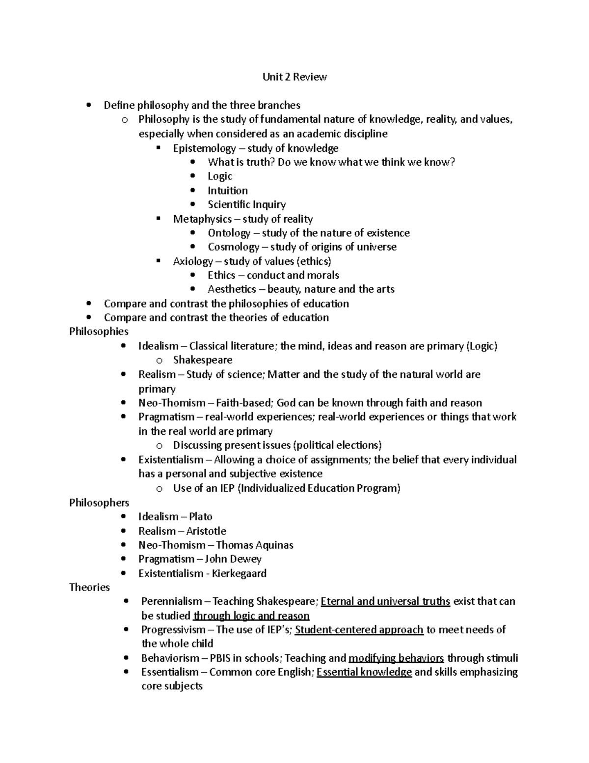 Review for Unit 2 Test - Professor: Brian McAllistar - Unit 2 Review ...
