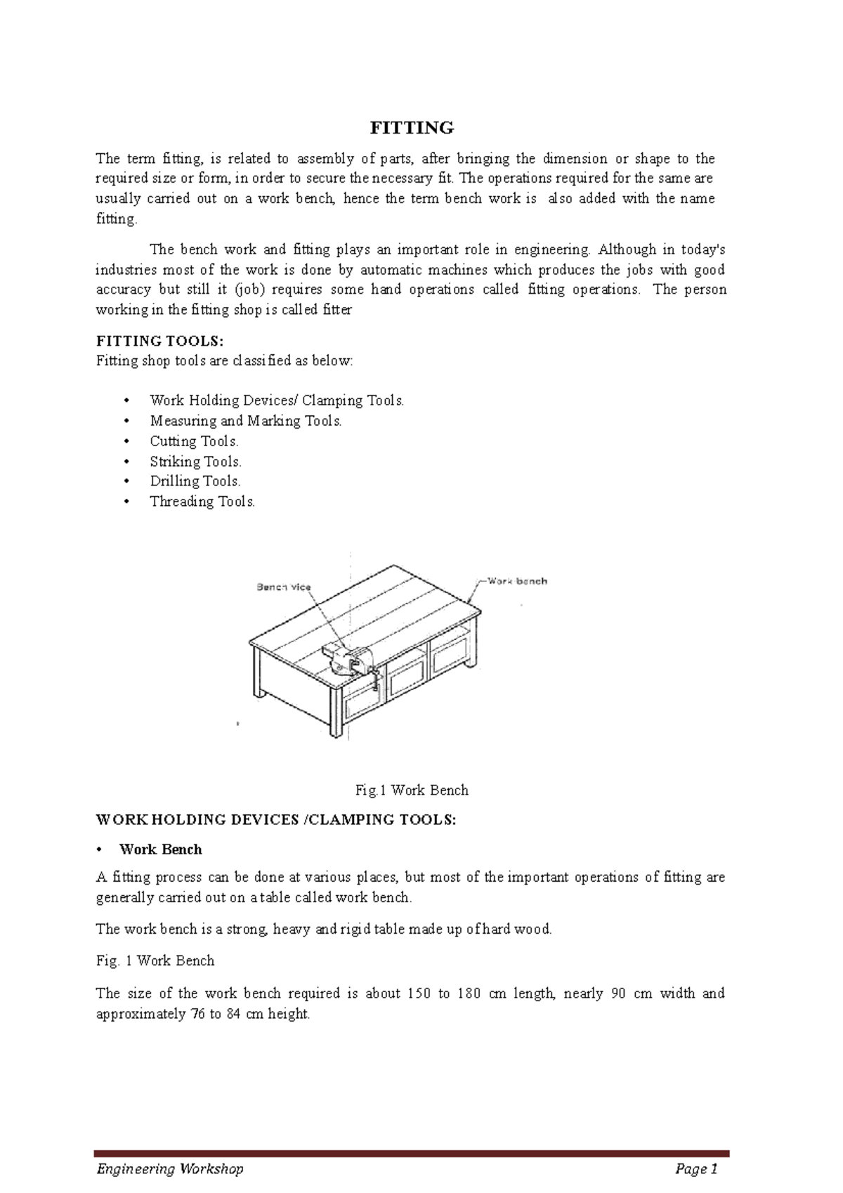 Unit 2 Fitting Engineering Page 1 FITTING The term fitting