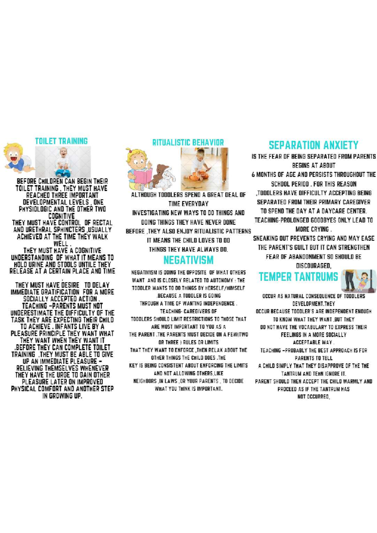 Parental Concerns Associated with the Toddler Period Medical Surgical Nursing Studocu