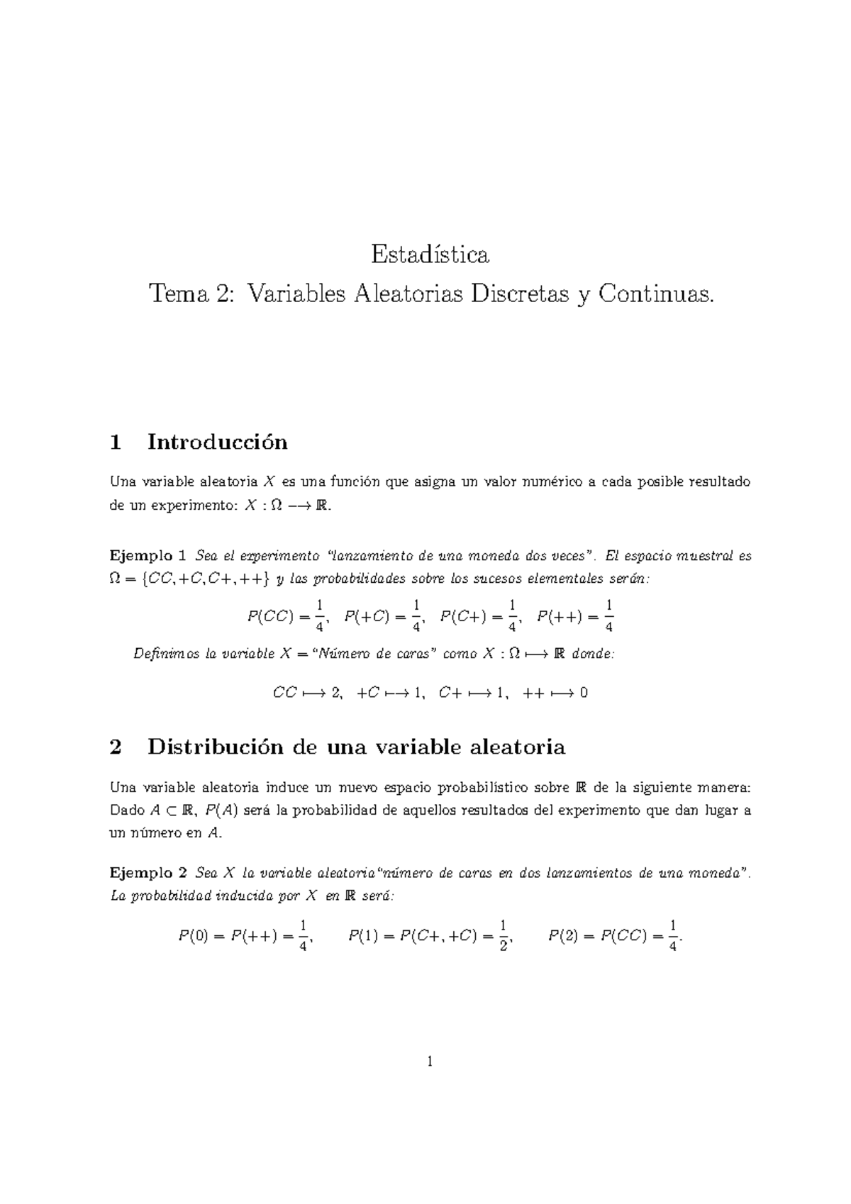 2 Guion Variables - Estad ́ıstica Tema 2: Variables Aleatorias ...