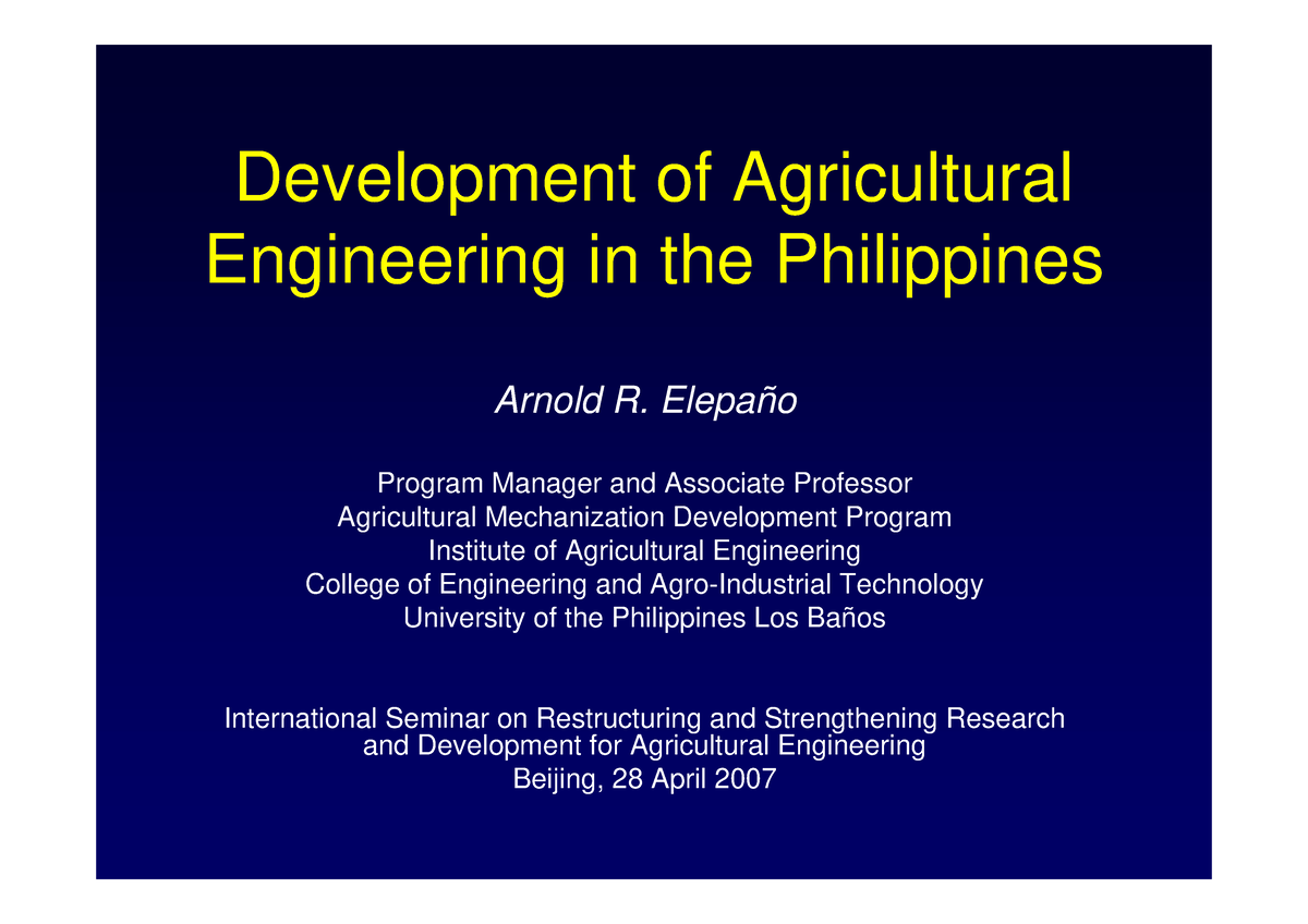 thesis title for agricultural engineering in the philippines