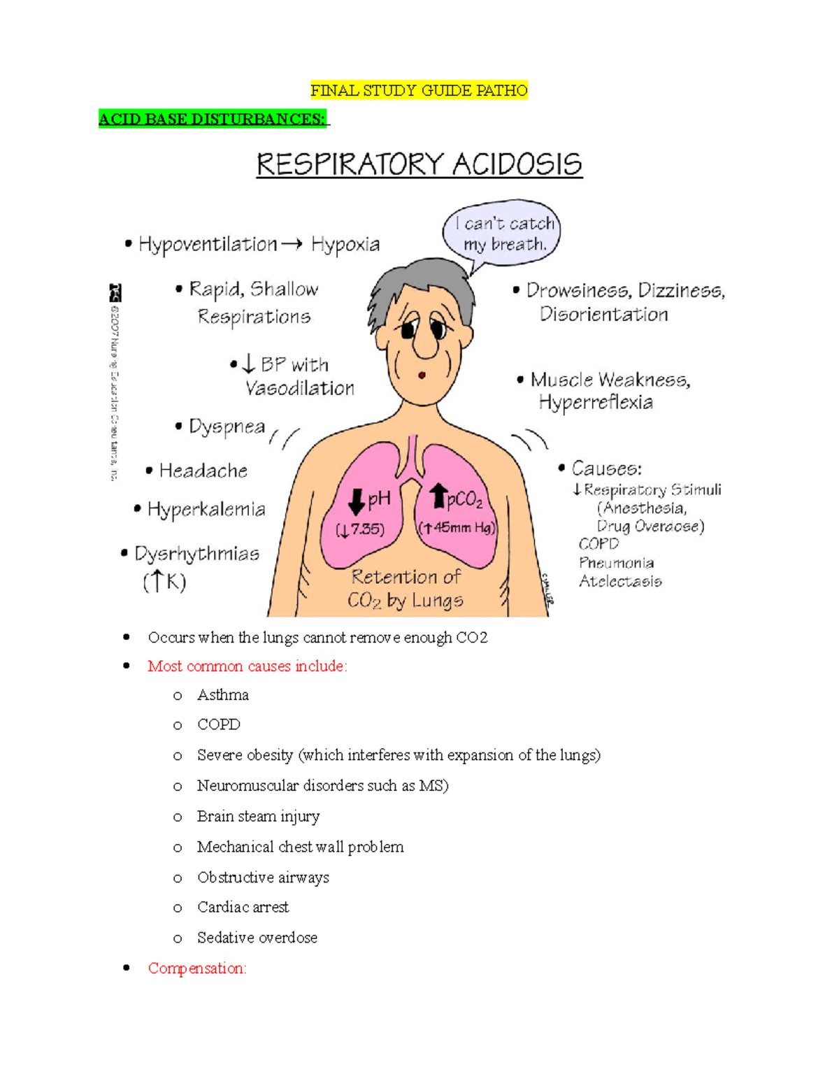 Final Study Guide Patho - FINAL STUDY GUIDE PATHO ACID BASE ...