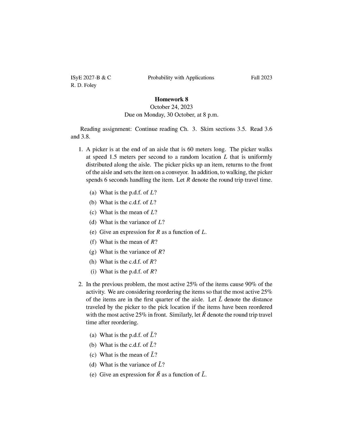 08-hmwk-2027 - Homework 8 ISYE 2027 - ISyE 2027-B & C Probability With ...