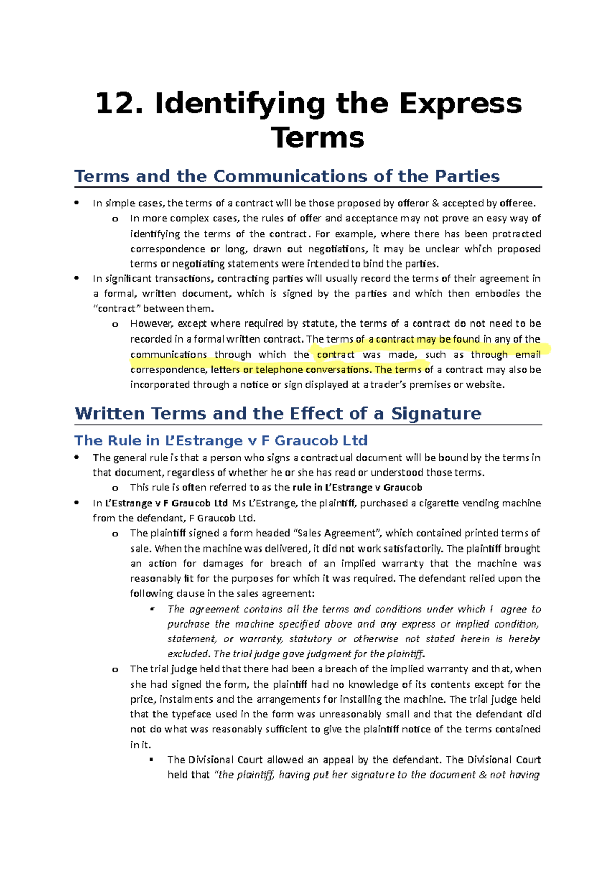12. Identifying the Express Terms - 12. Identifying the Express Terms ...