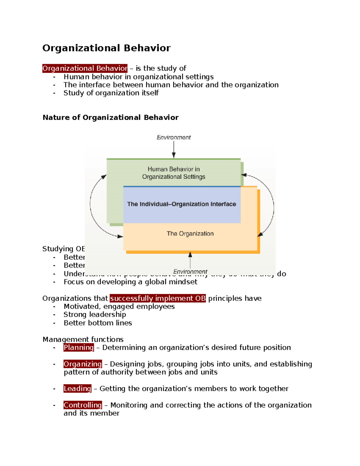 Organizational Behavior Reviewer - Organizational Behavior ...