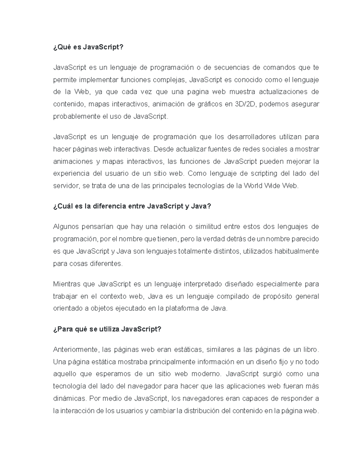 Preguntas sobre Javascript - ¿Qué es JavaScript? JavaScript es un ...