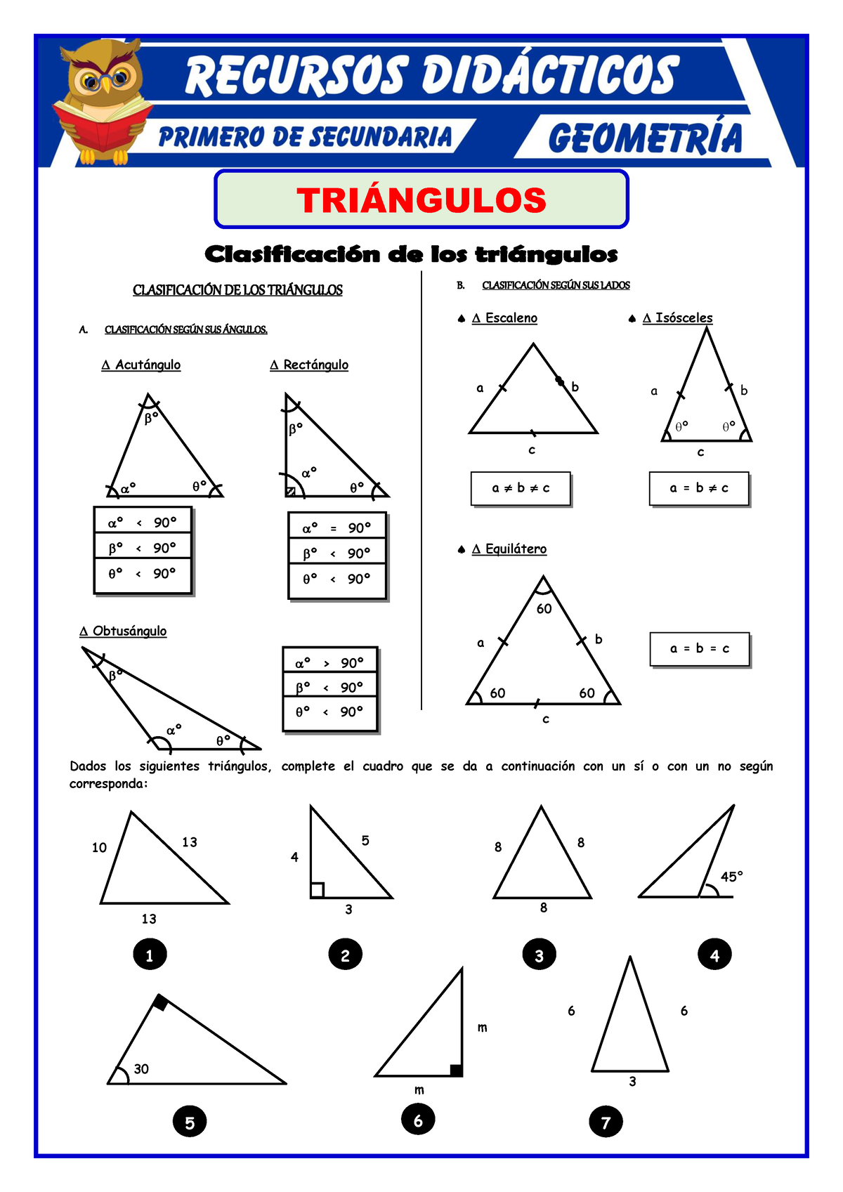 Clasificaci N De Triangulos Para Primero De Secundaria Tringulos Clasificacin De Los Tri
