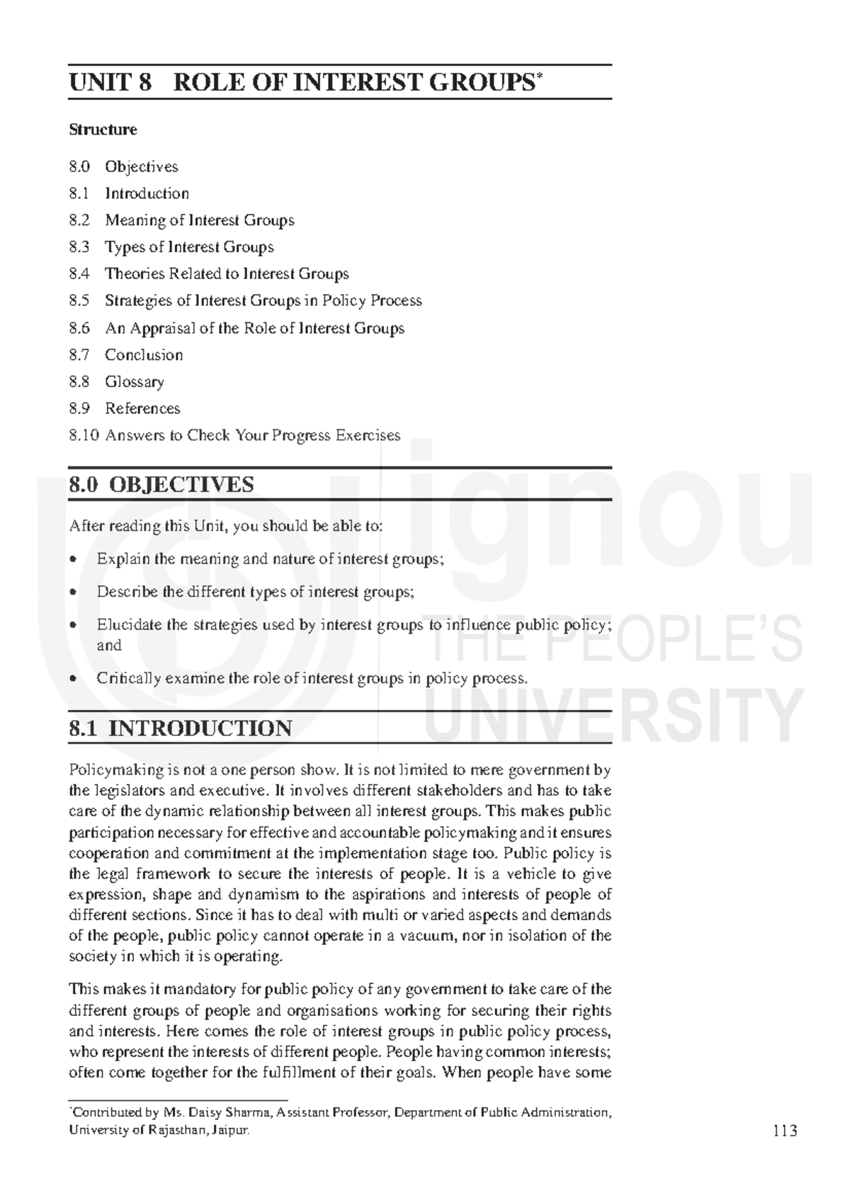 Role of pressure group in policy making - Role of Interest Groups UNIT ...