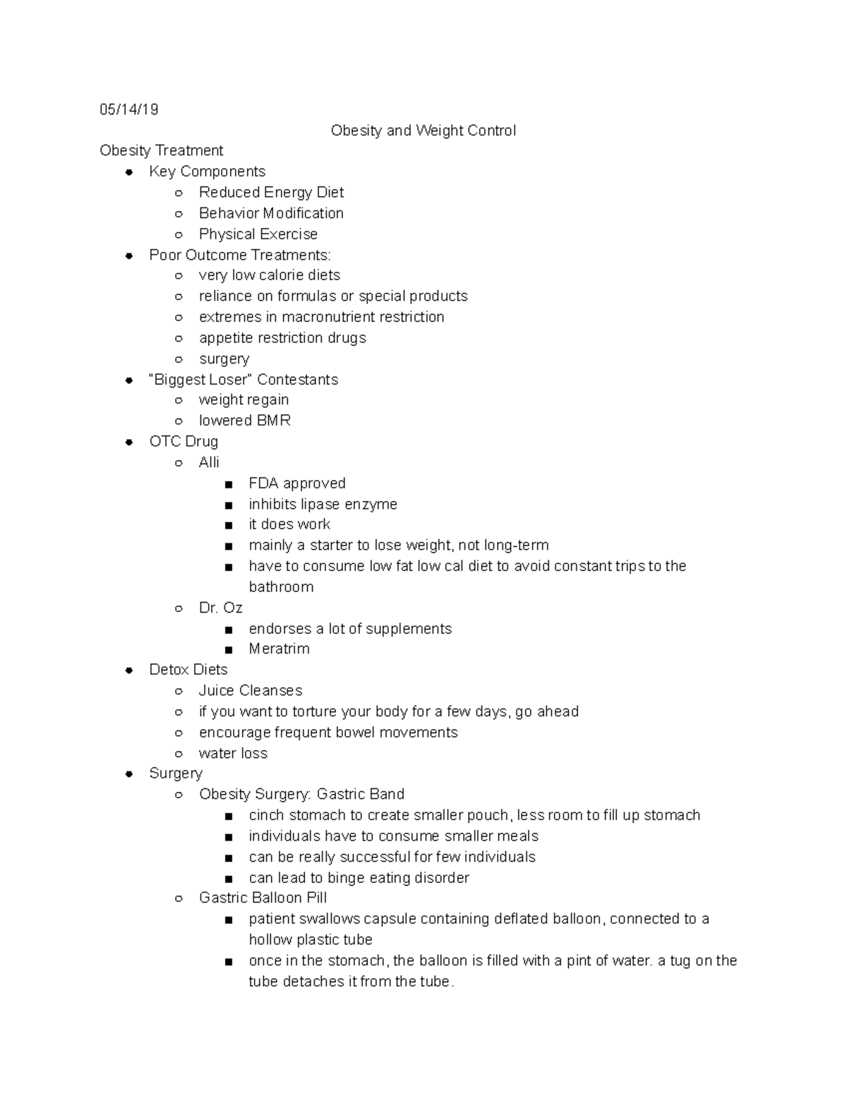 NUT 10 - Week 7 - Prof Fetter - 05/14/ Obesity and Weight Control ...