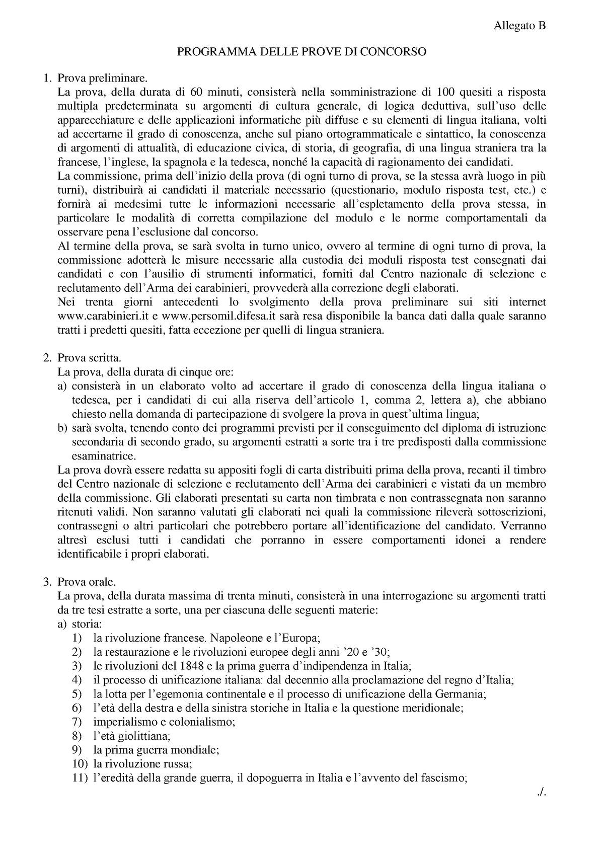 9420 - Allegato B PROGRAMMA DELLE PROVE DI CONCORSO Prova Preliminare ...