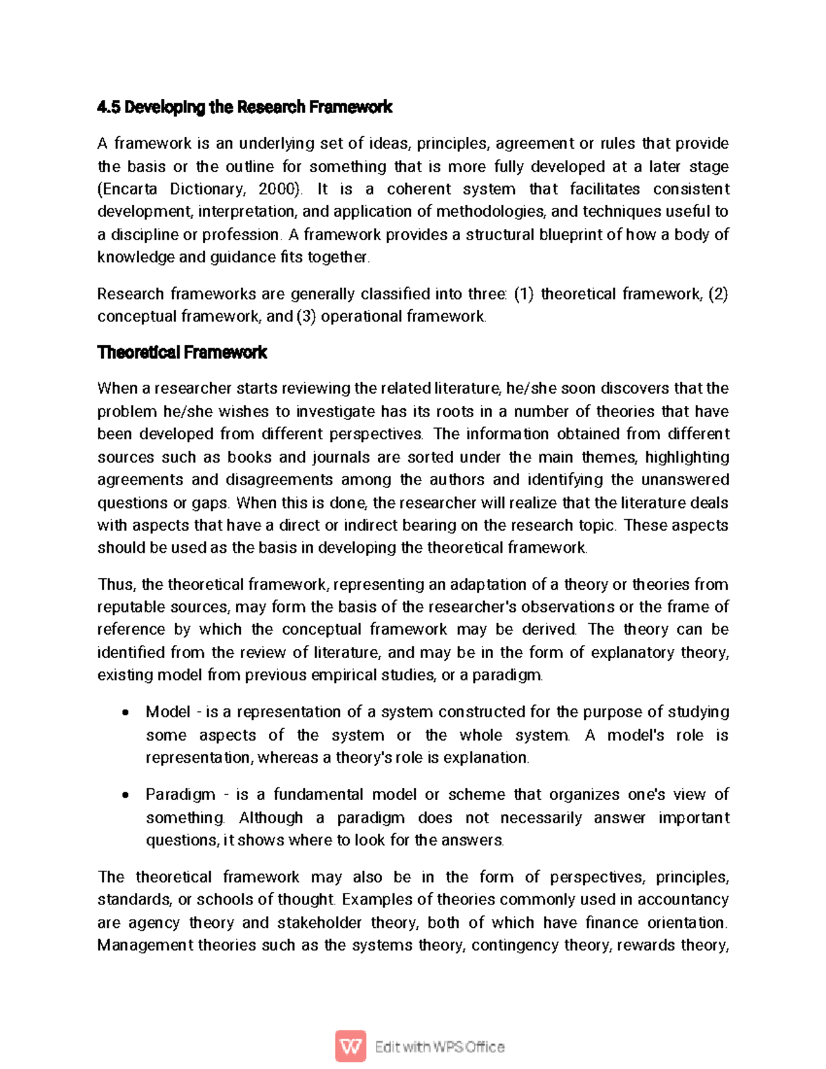 Developing the Research Framework - It is a coherent system that ...