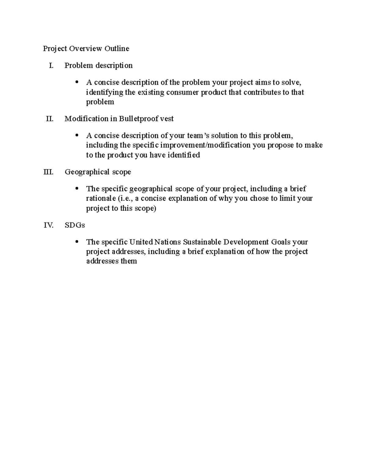 Project Overview Outline - Problem description A concise description of ...