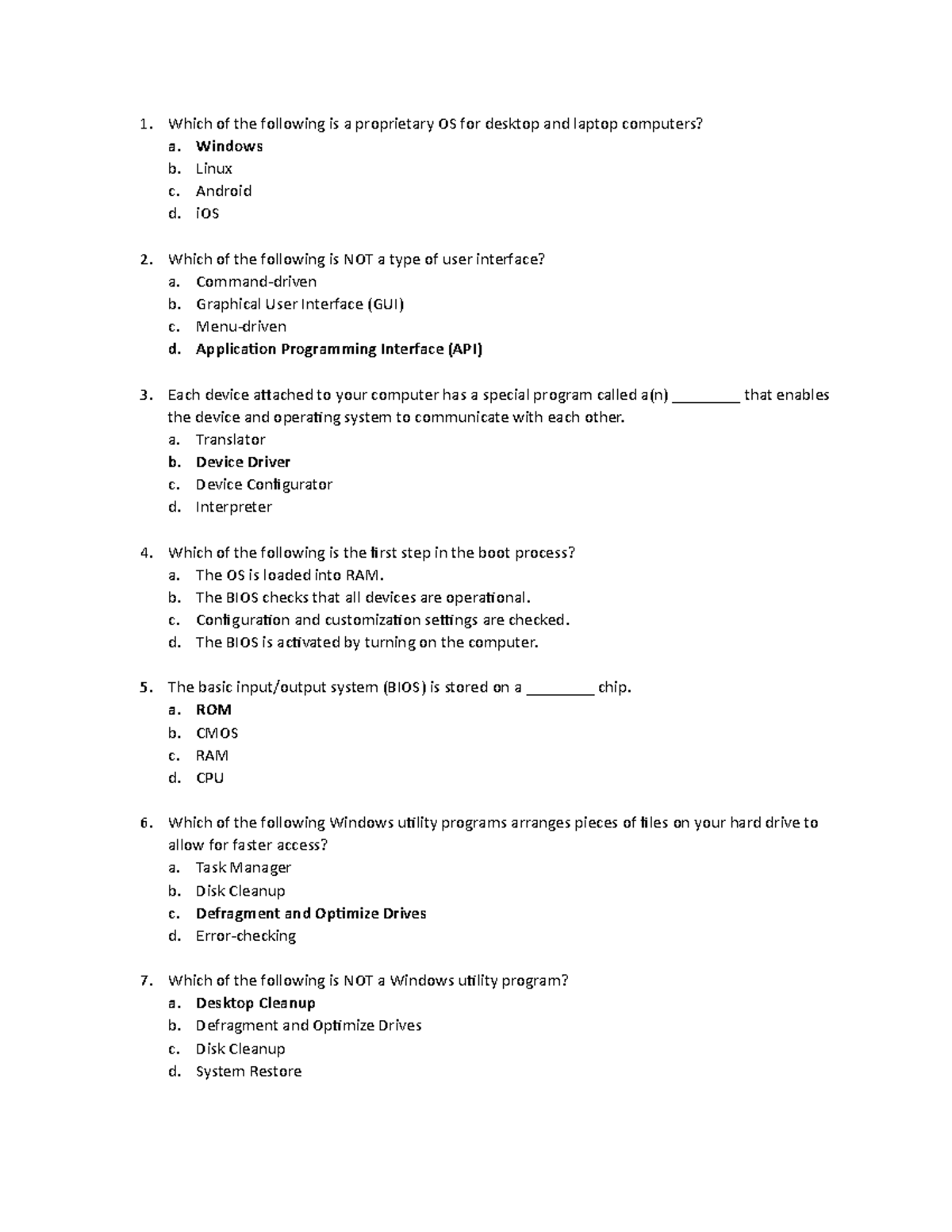 Quiz 2 Part 1 It's a quiz on System software. Which of the