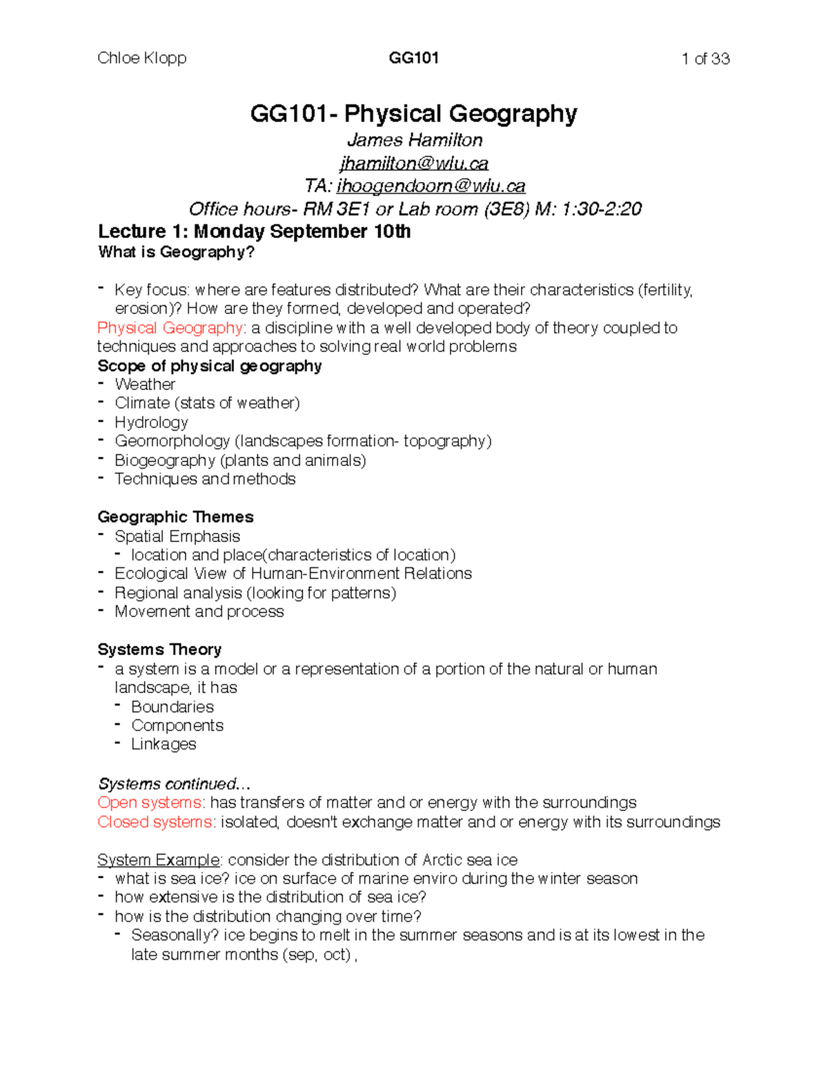 Physical Geography Final Notes GG101 Physical Geography James