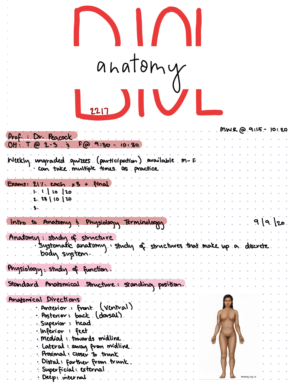 BIOL Week 1 - Integrated Anatomy And Physiology 2217 With Prof. Peacock ...