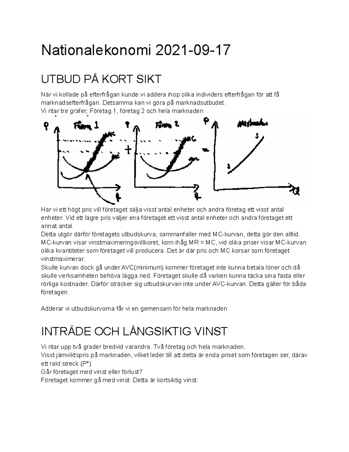 Föreläsning Om Utbud Och Kostnadsindustri - Nationalekonomi 2021-09 ...