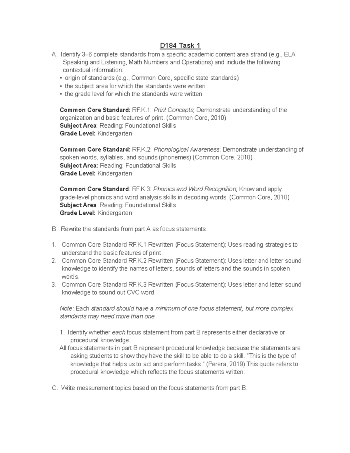 D184 Task 1 (IR 2) - D184 Task 1 IR 2 - D184 Task 1 A. Identify 3–6 ...