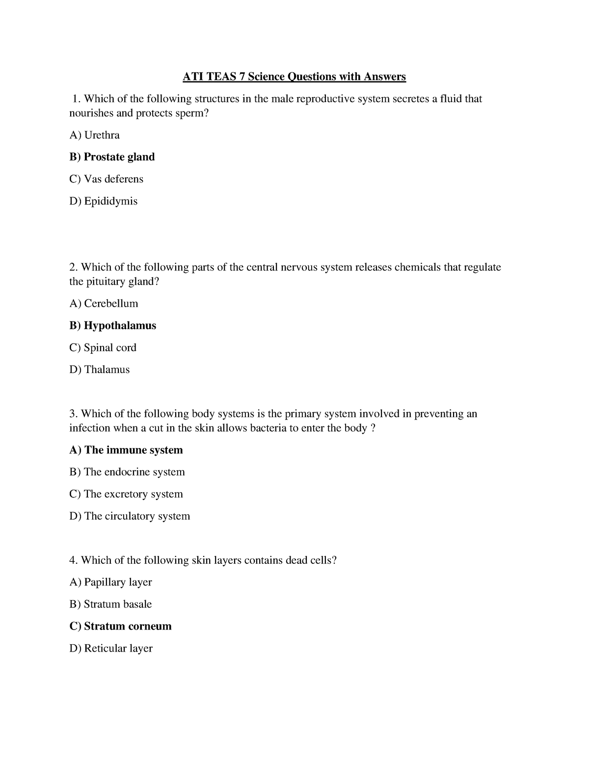 Ati teas 7 science questions with answers ATI TEAS 7 Science