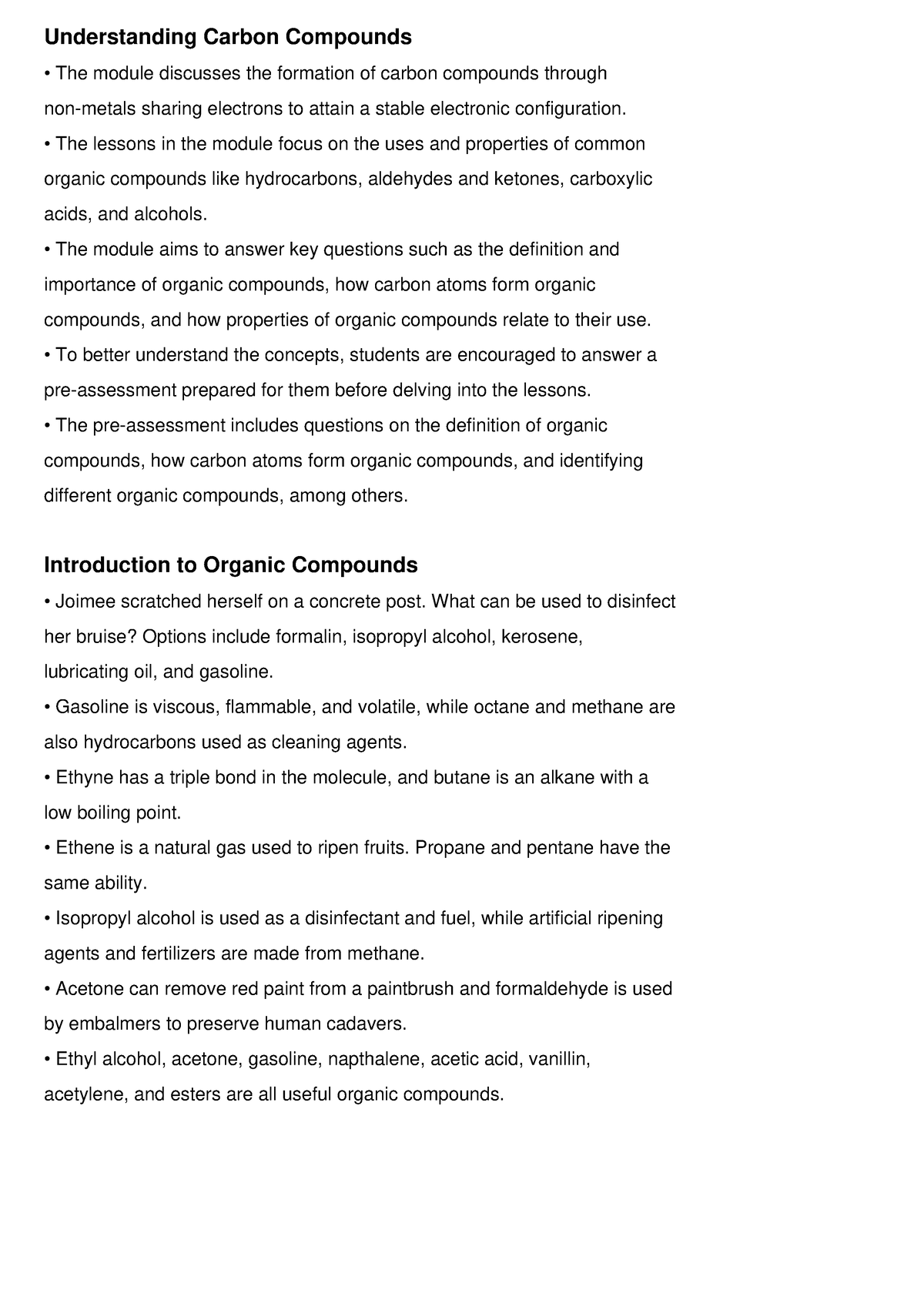 Carbon compounds - The lessons in the module focus on the uses and ...