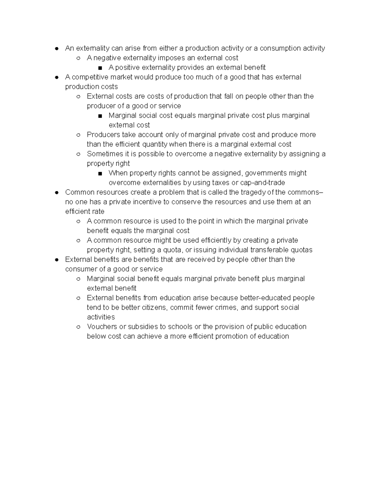 Microeconomics Chapter 17 Summary An Externality Can Arise From Microeconomics Chapter 17 Summary An Externality Can Arise From