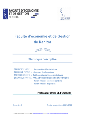 Examen De Statistique Descriptive Session 1 2019-2020 - UNIVERSITE IBN ...