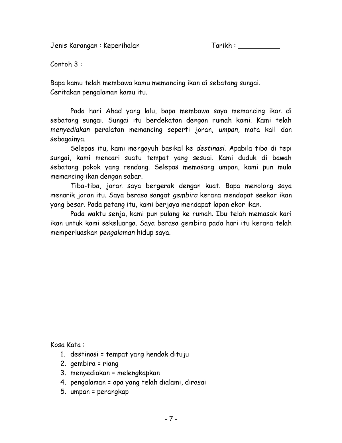 B BM Ahad 2 April 2023 - Notes - 7 - Jenis Karangan : Keperihalan ...