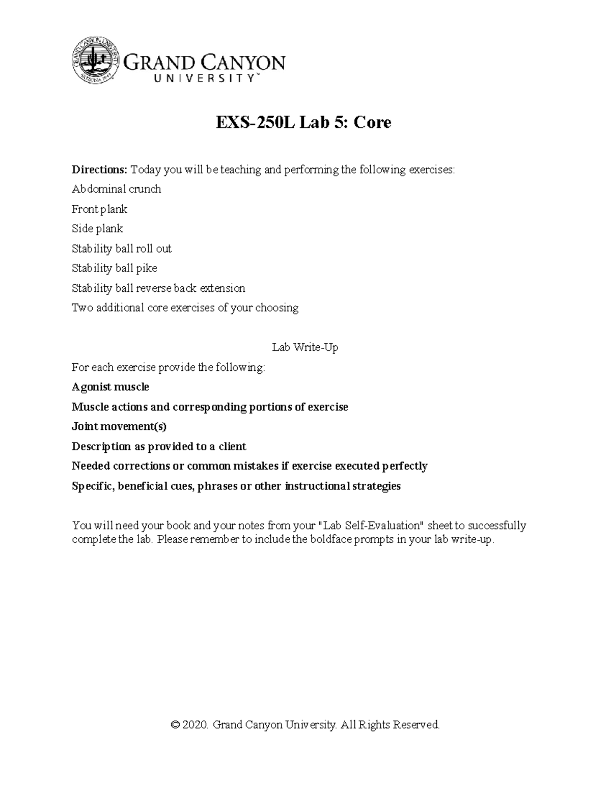 EXS 250L-RS-Lab5-Core - EXS-250L Lab 5: Core Directions: Today you will ...