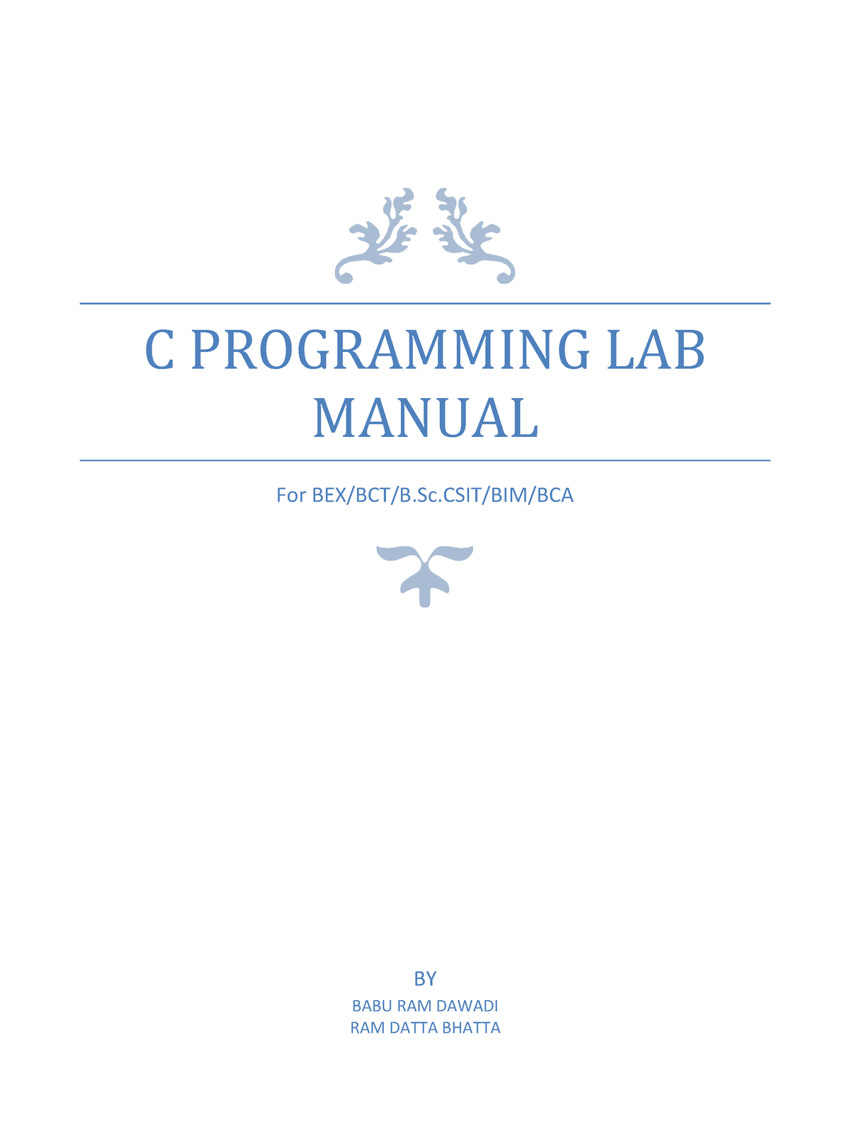 Lab Manual-Computr Programming - C PROGRAMMING LAB MANUAL For BEX/BCT/B ...