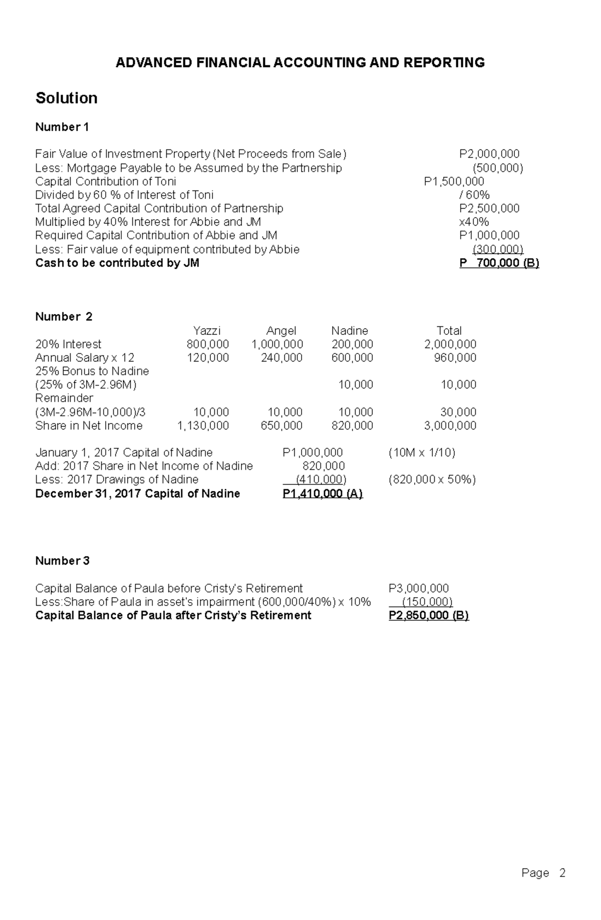 AFAR-Exercises-Solution - ADVANCED FINANCIAL ACCOUNTING AND REPORTING ...