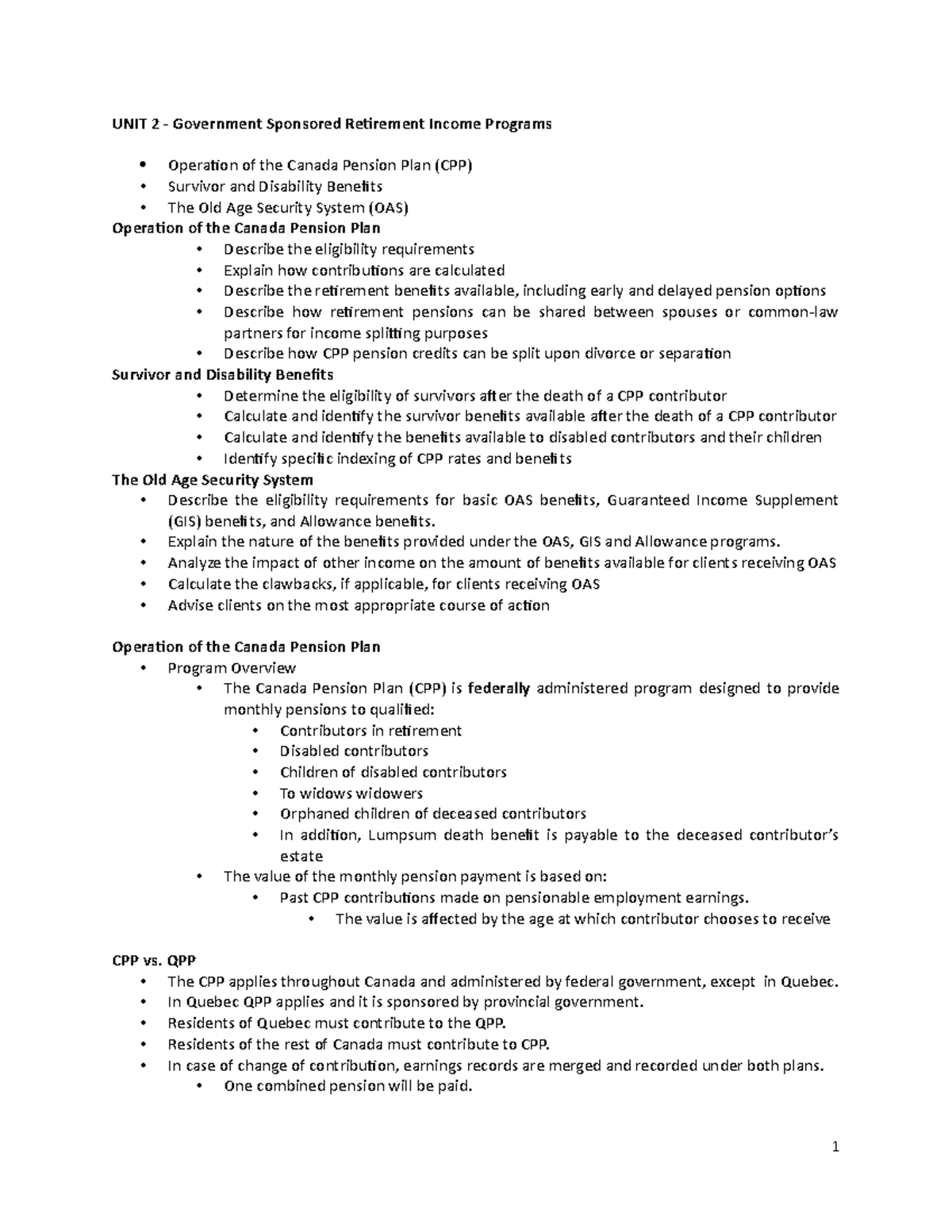 Retirement Unit 2 Notes - UNIT 2 - Government Sponsored Retirement ...