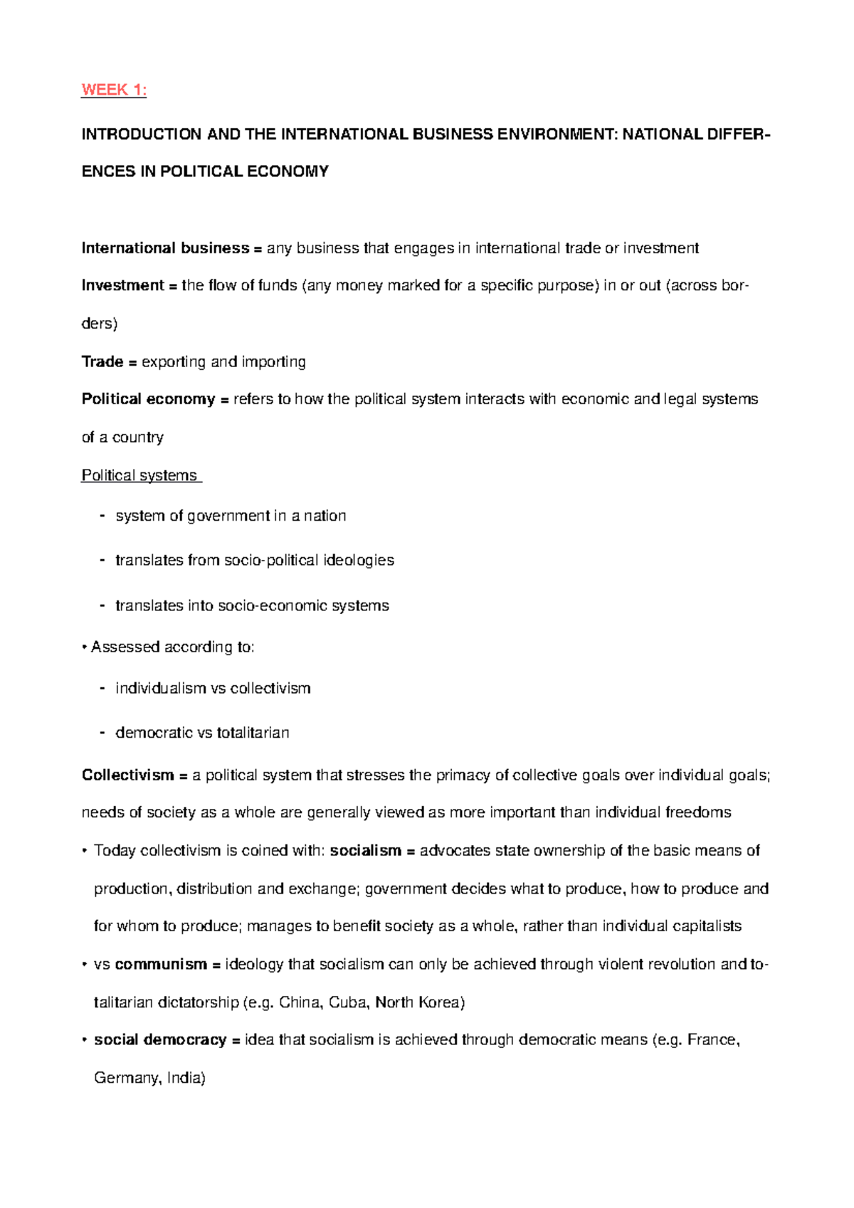 Exam revision Lecture notes, lectures Week 1 - 7 - WEEK 1: INTRODUCTION ...